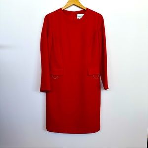 Danny & Nicole Vintage Red Long Sleeve Dress w/Gold Details